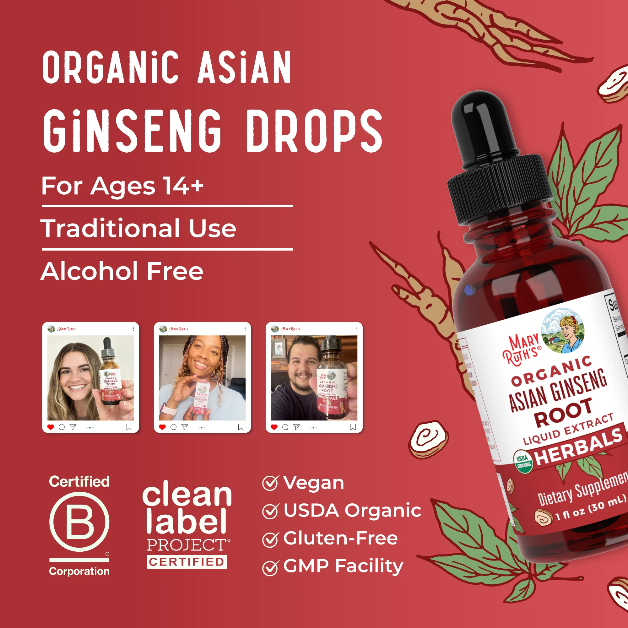 Asian Ginseng Drops, Org, 1 oz - Image 8