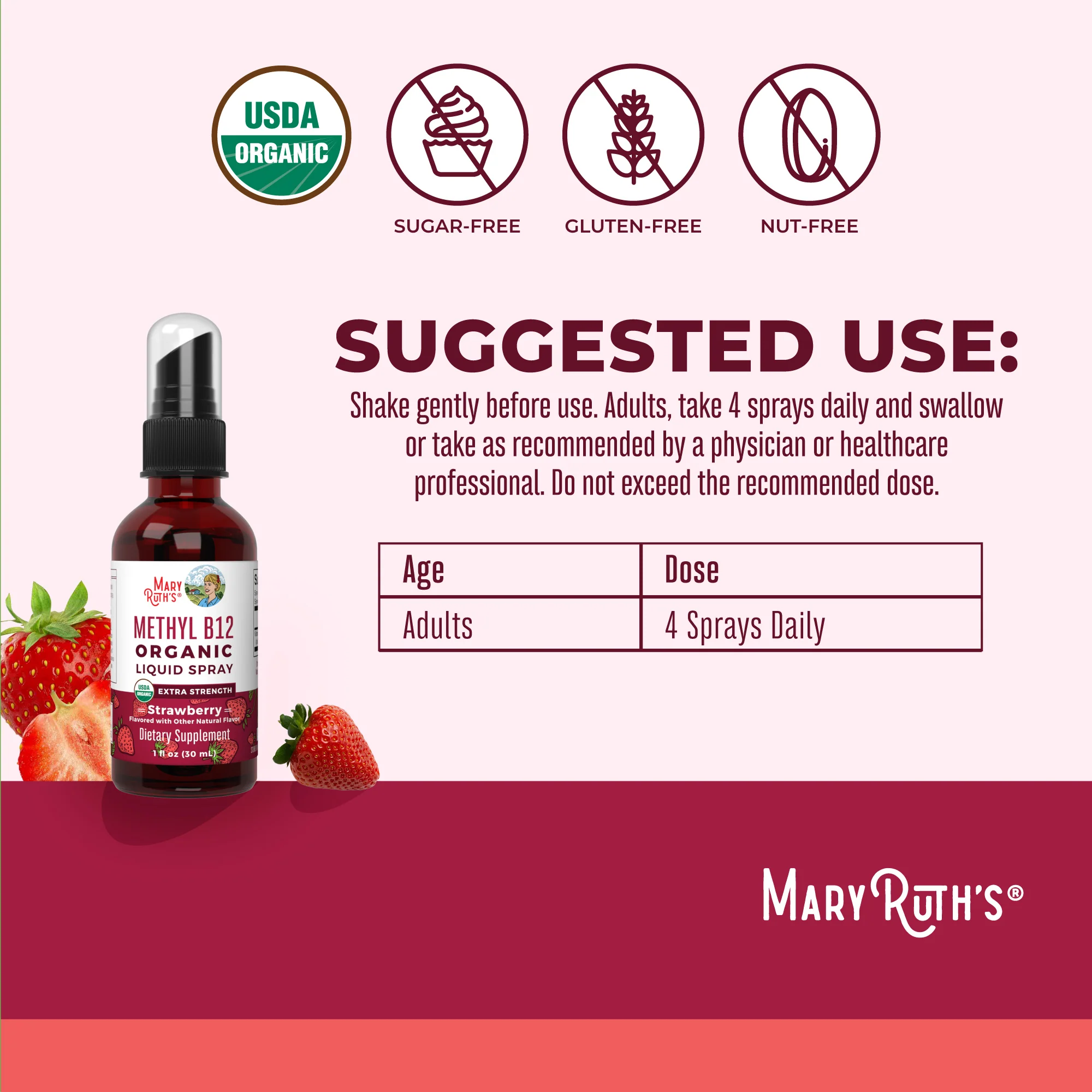 Methyl B12 Organic Spray, Strawberry - Image 3