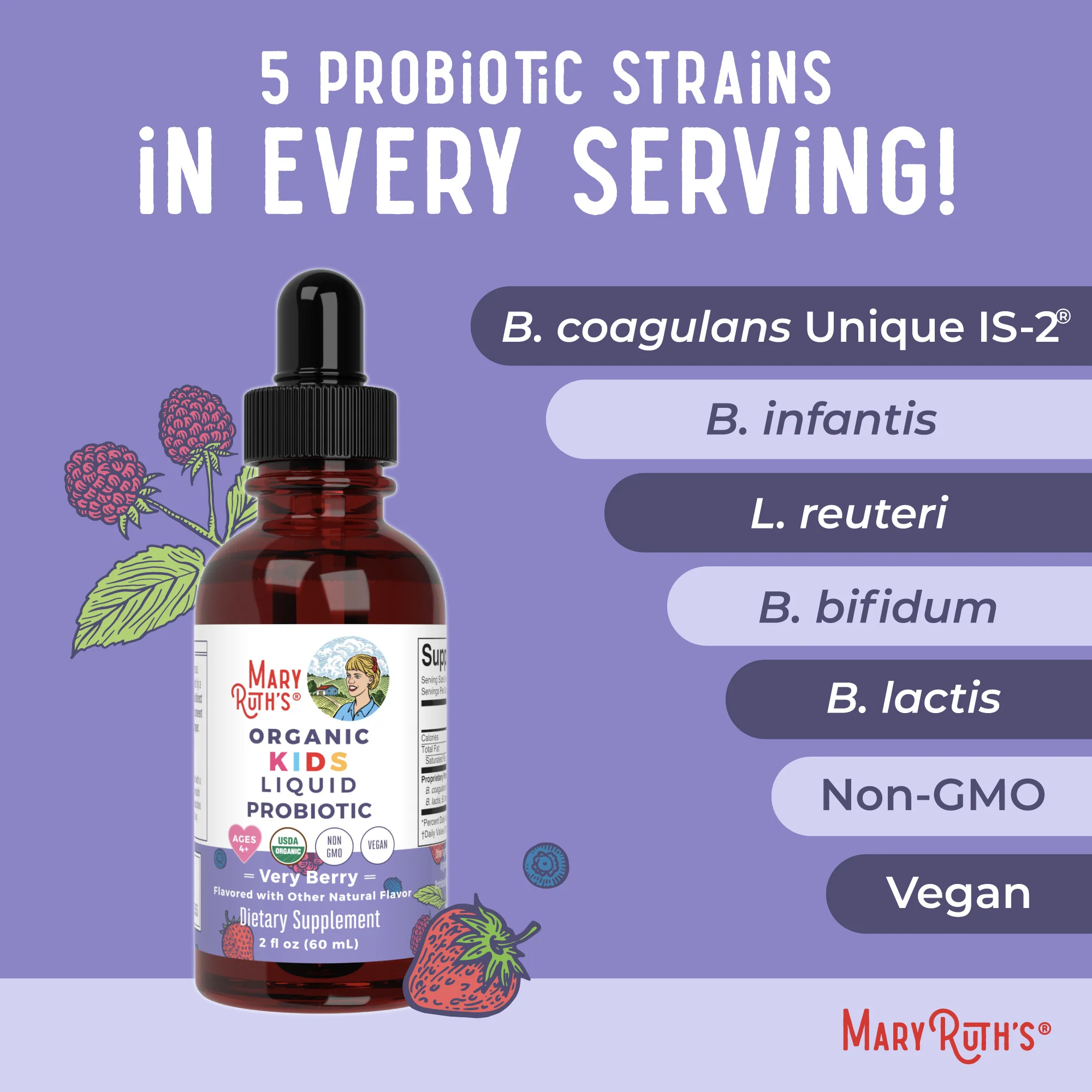 Organic Kids Liquid Probiotic (Very Berry, 2oz) - Image 6