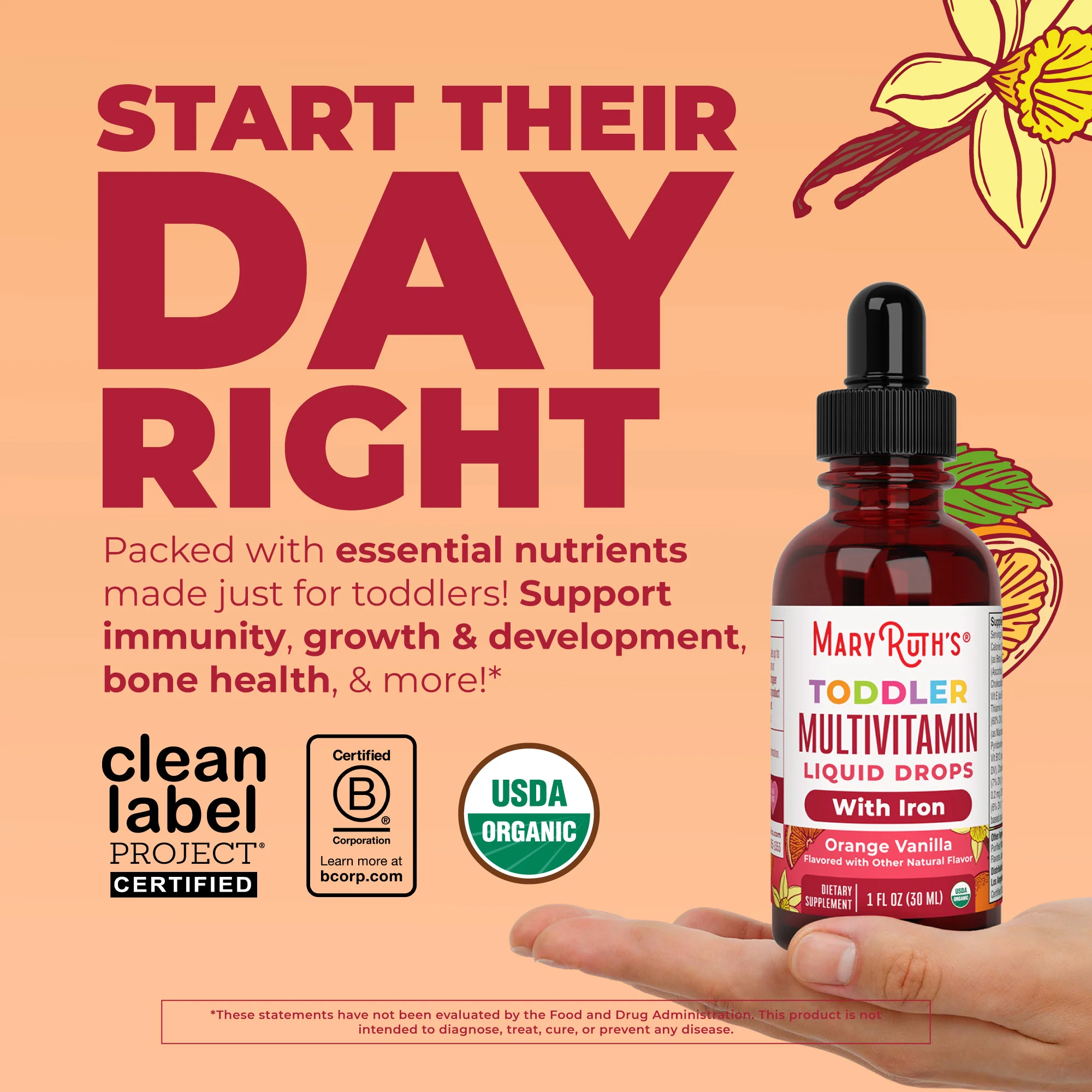 Organic Toddler Multivitamin Liquid Drops With Iron - Image 2